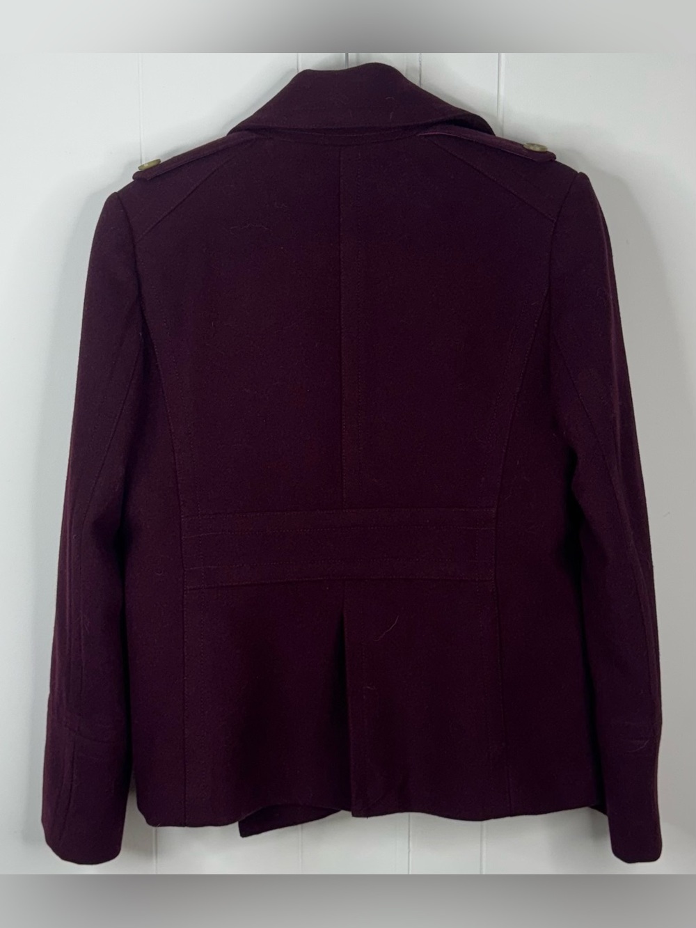 J. Crew 100% Wool Double-Breasted Peacoat in Deep Wine Womens Size 6 - Picture 2 of 9